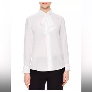 NWT Sandro Caline 100% Silk Tie Neck Shirt Size US 4